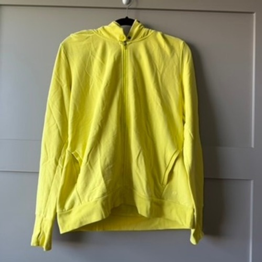 GapFit Hoodie Womens XL Neon Yellow‎ Full Zip Thumbhole Athletic Sweatshirt